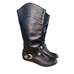 Very Volatile Womens Black Tall Leather Boots W/ Buckle Concho Western Cowgirl 7